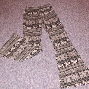 Bohemian Elephant Print Flare Pants